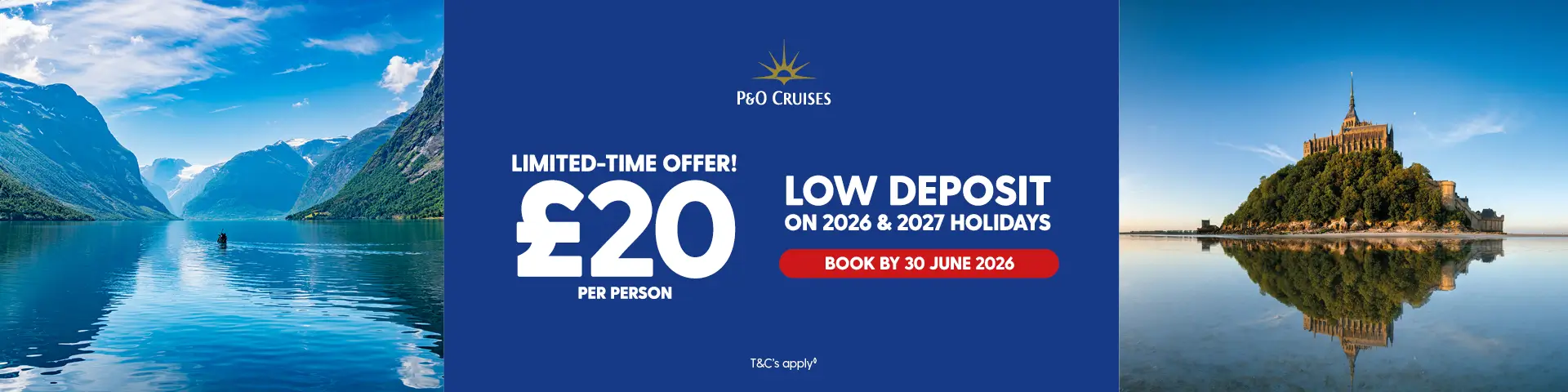 P&O £20pp Deposit 26-30 June 26